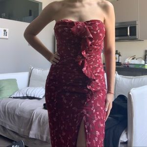 Likely Ali Printed Strapless Ruffle Dress